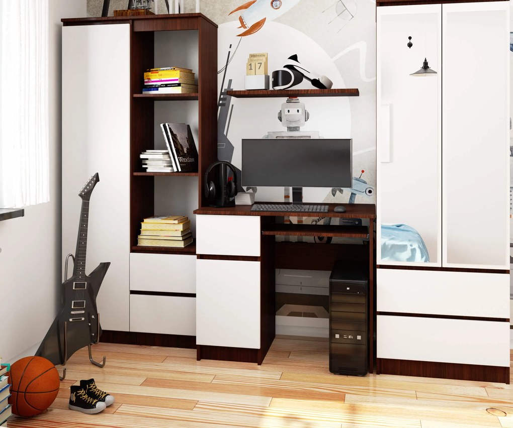 Masă PC Bhaskar  (wenge + Alb) (S). 1069670