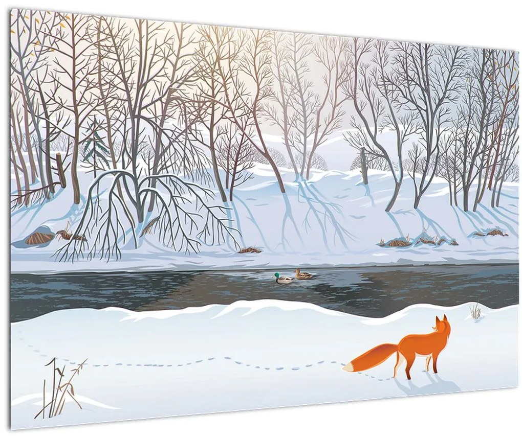 Tablou - Vulpe în peisaj de iarnă (90x60 cm)