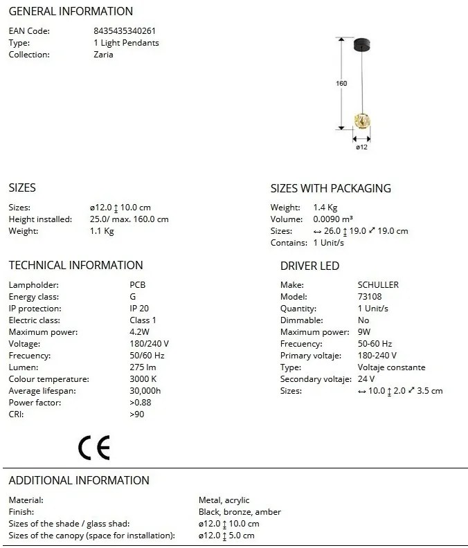 Pendul LED design decorativ modern Zaria
