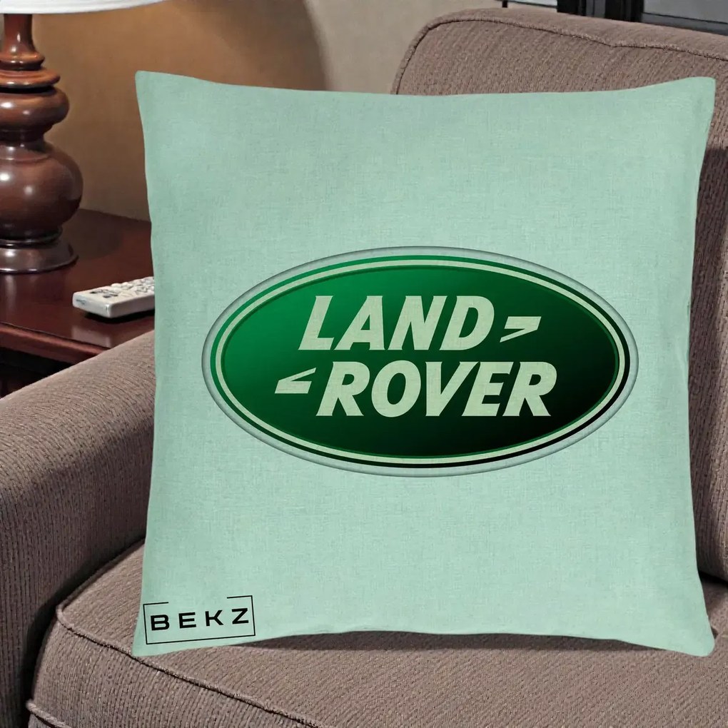 Perna Personalizata cu emblema Land Rover, 40x40 cm, Verde Menta, Husa Detasabila, Perna Inclusa, BEKZ®