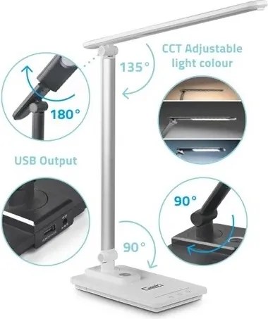 Lampă LED dimabilă de masă cu USB LED/9W/230V 3000K/4000K/5500K alb