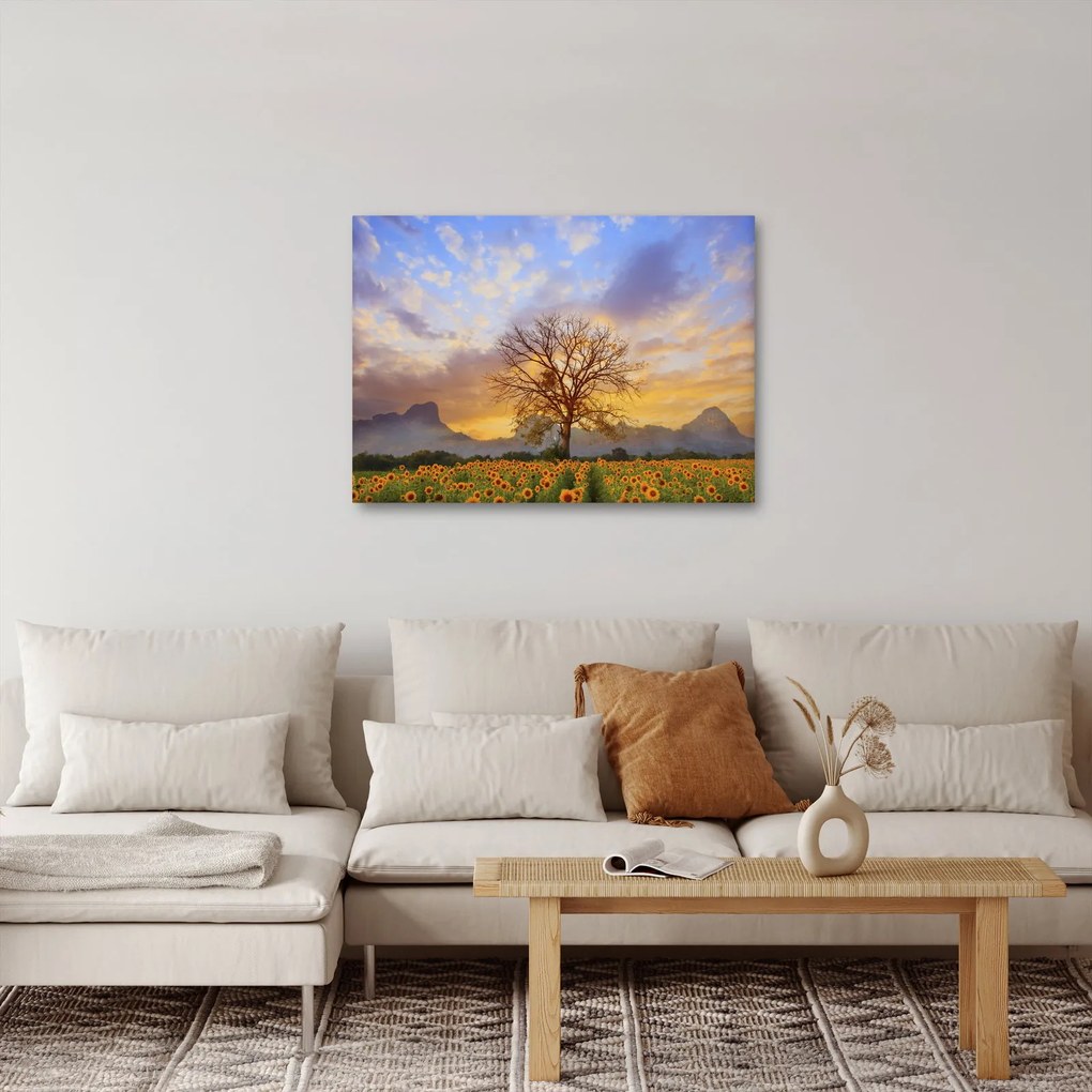 Tablou - Peisaj cu floarea soarelui (70x50 cm)