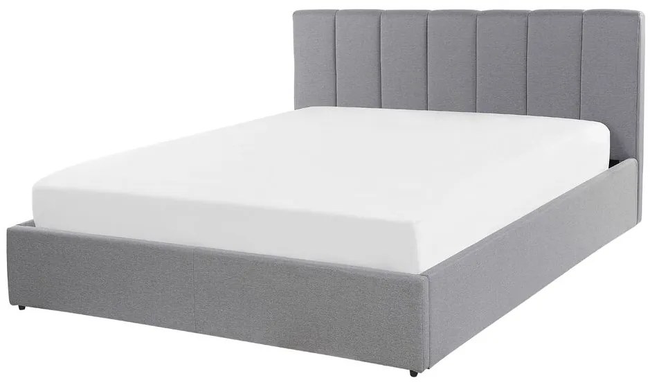 Pat matrimonial 140 cm DARGAN (gri) (textil) (cu somieră și sp. depozitare). 1026653