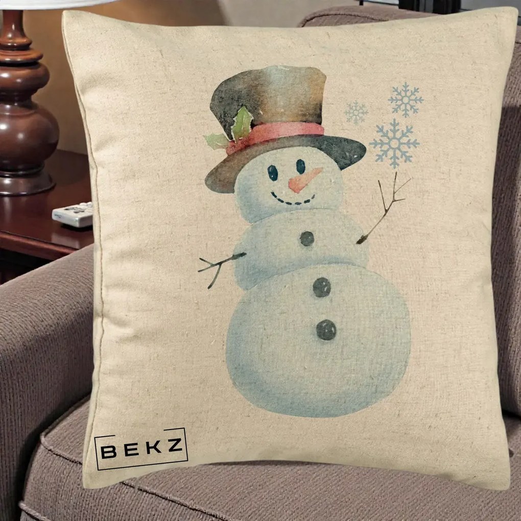 Perna Decorativa Om de Zapada cu Joben si Vasc, 40x40 cm, Bej, Husa Detasabila, Perna Inclusa, BEKZ®