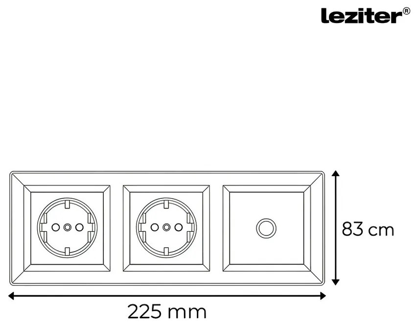 Priză Nova III cu două prize împământate, cu priză TV și cadru gri