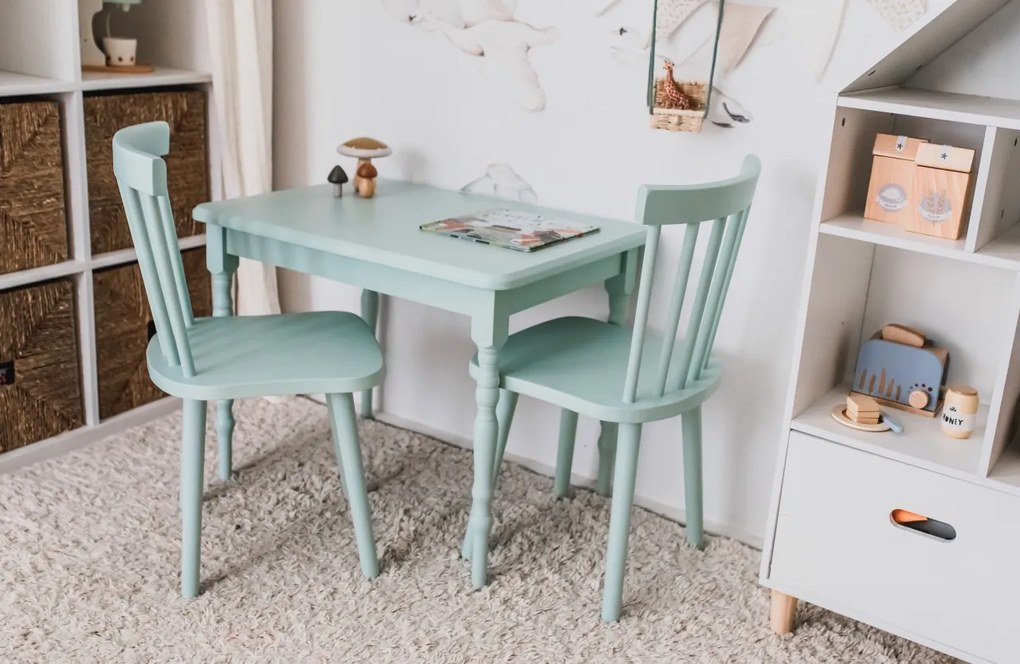 Masa pentru copii cu 2 scaune mint Oxford