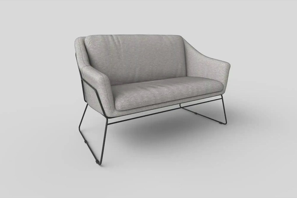 Canapea SOFT XL, gri deschis/negru, stofa/metal, 125x77x83 cm