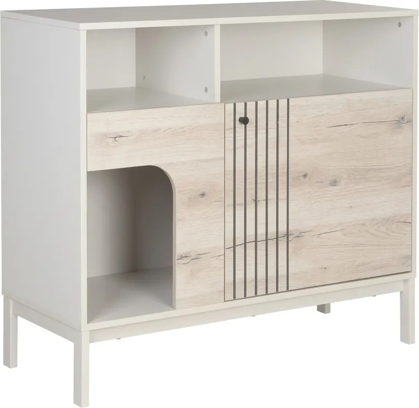 Comoda FROST 100x90 cm alba, decor stejar alpin