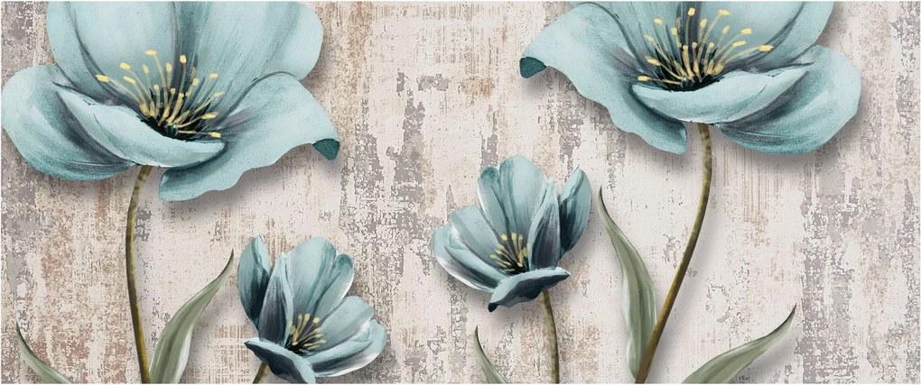 Tablou - Flori texturate (120x50 cm)