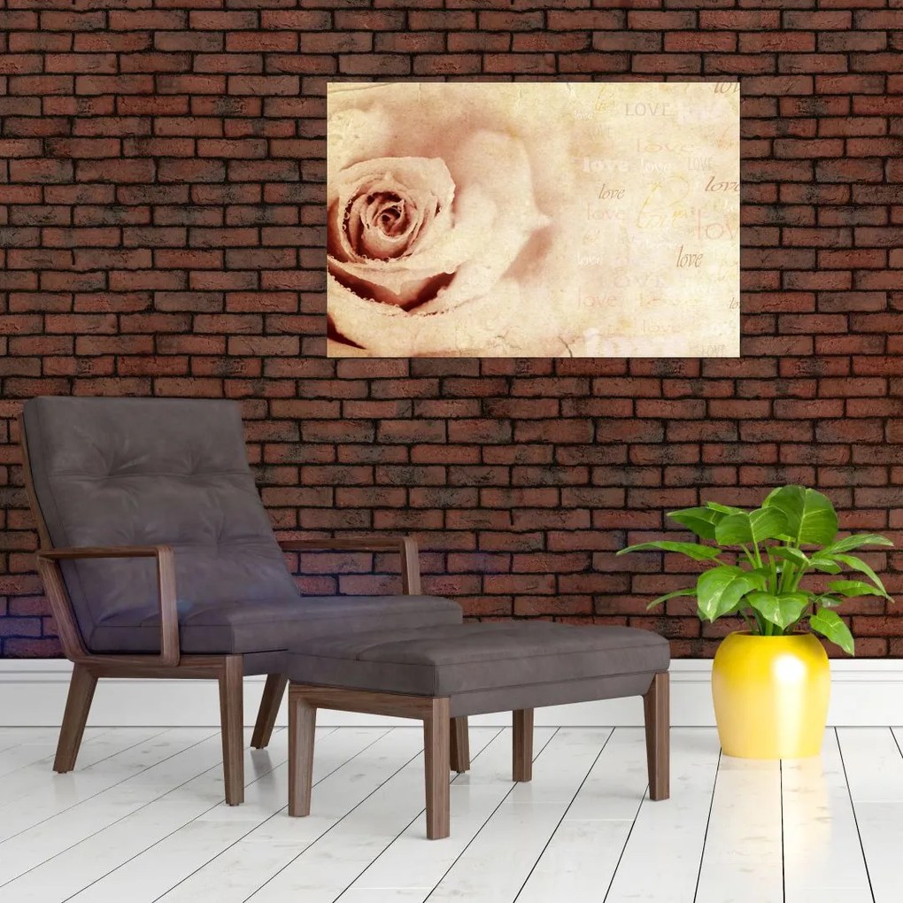 Tablou - floare de trandafir pentru îndrăgostiți (90x60 cm)