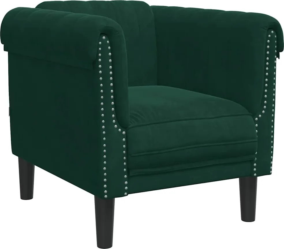 vidaXL Fotoliu canapea, verde închis, catifea