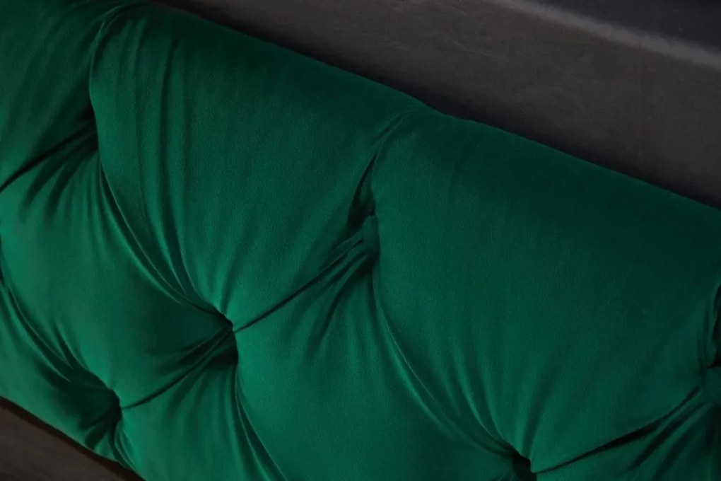 Pat elegant tapitat cu catifea verde inchis, PARIS CHESTERFIELD 180x200cm