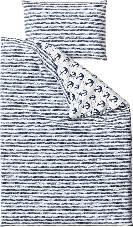 Lenjerie de pat din bumbac NAVYSTA POLY albastru-alb Dimensiune lenjerie de pat: 70 x 90 cm | 140 x 200 cm