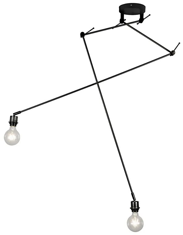 Lampă modernă cu pandantiv neagră fără abajur cu 2 lumini - Blitz