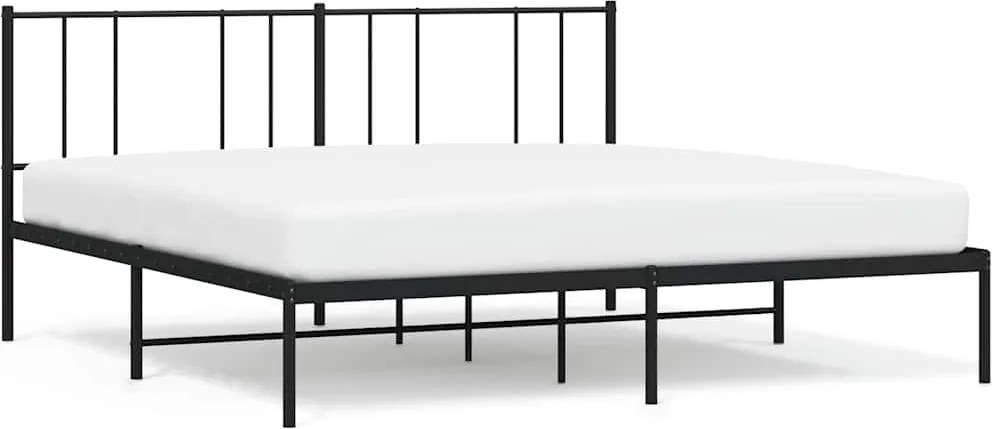 vidaXL Cadru de pat metalic cu tăblie, negru, 193x203 cm