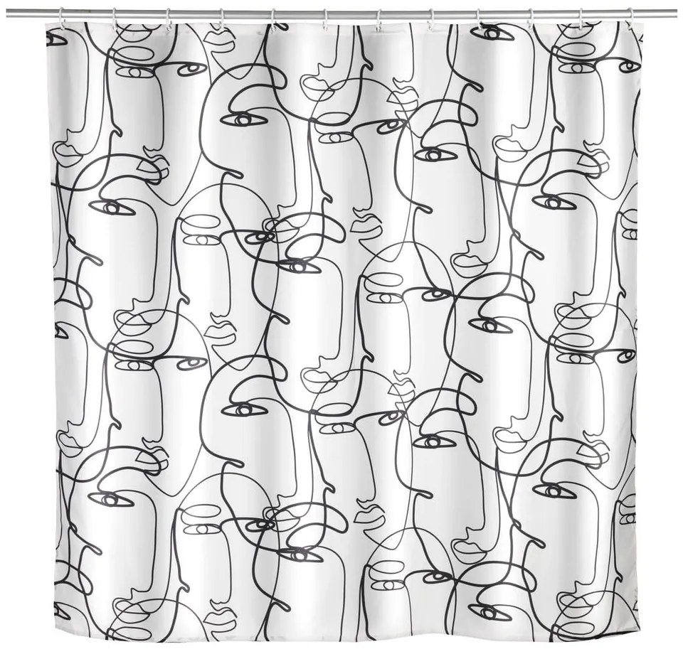 Perdea de duș Wenko Faces, alb-negru