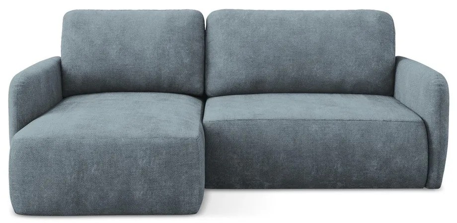 Colțar albastru prăfuit extensibil/cu spațiu de depozitare cu tapițerie din chenille (cu colț pe partea stângă/cu șezlong) Lilo – Makamii