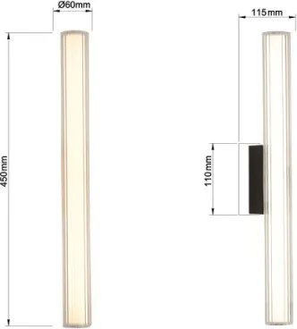 Lampă LED pentru oglindă de baie LINEA, 8W, 230V, 3000/4000/6000K, IP44, 45 cm, negru