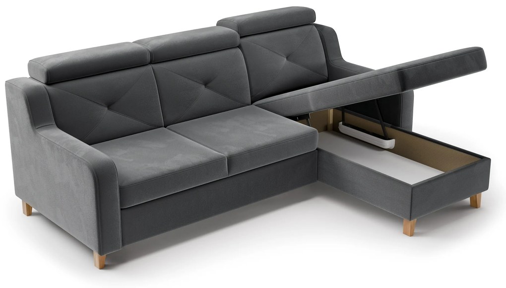 Colțar extensibil Laksaro pe dreapta - catifea gri Jasmine 96