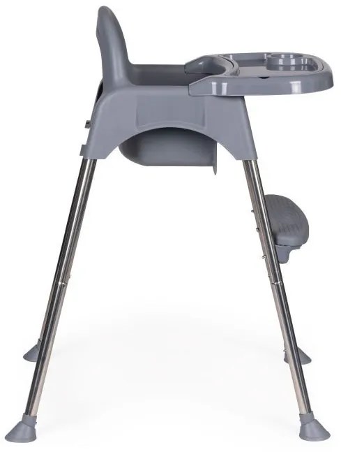 Scaun de hrănire 2 în 1 cu tavă și centuri gri