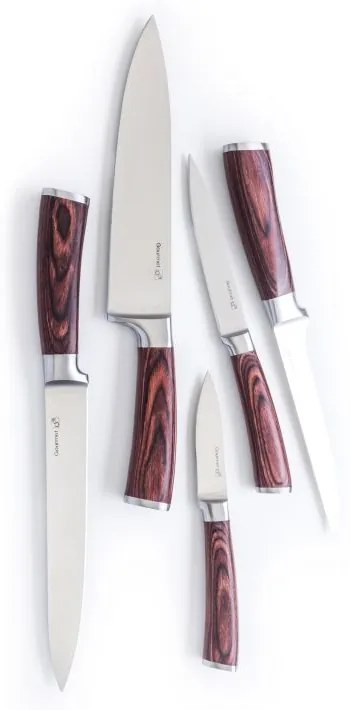 Set de cuțite Gourmet Nature G21, 5 bucăți, suport de bambus