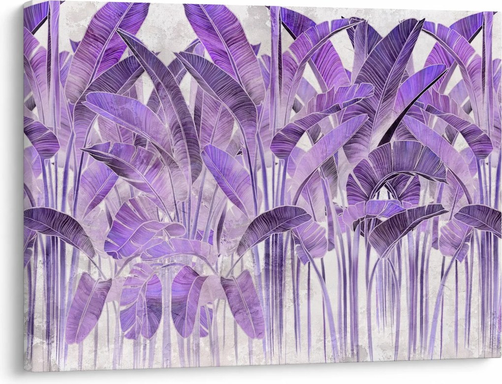 Tablou - Frunze violet în tencuială (70x50 cm)