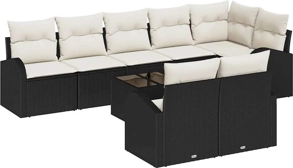 vidaXL Set de canapele pentru grădină 9 pcs Negru și Alb poliratan