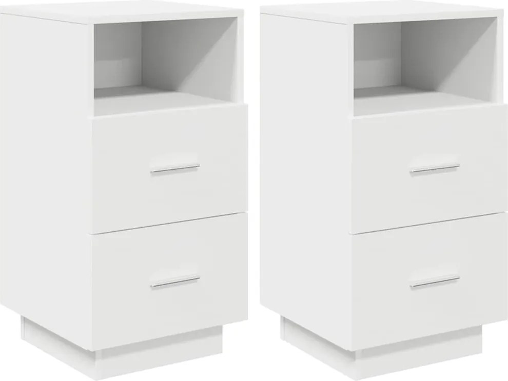 vidaXL Noptiera cu 2 sertare alb 36x36x68 cm