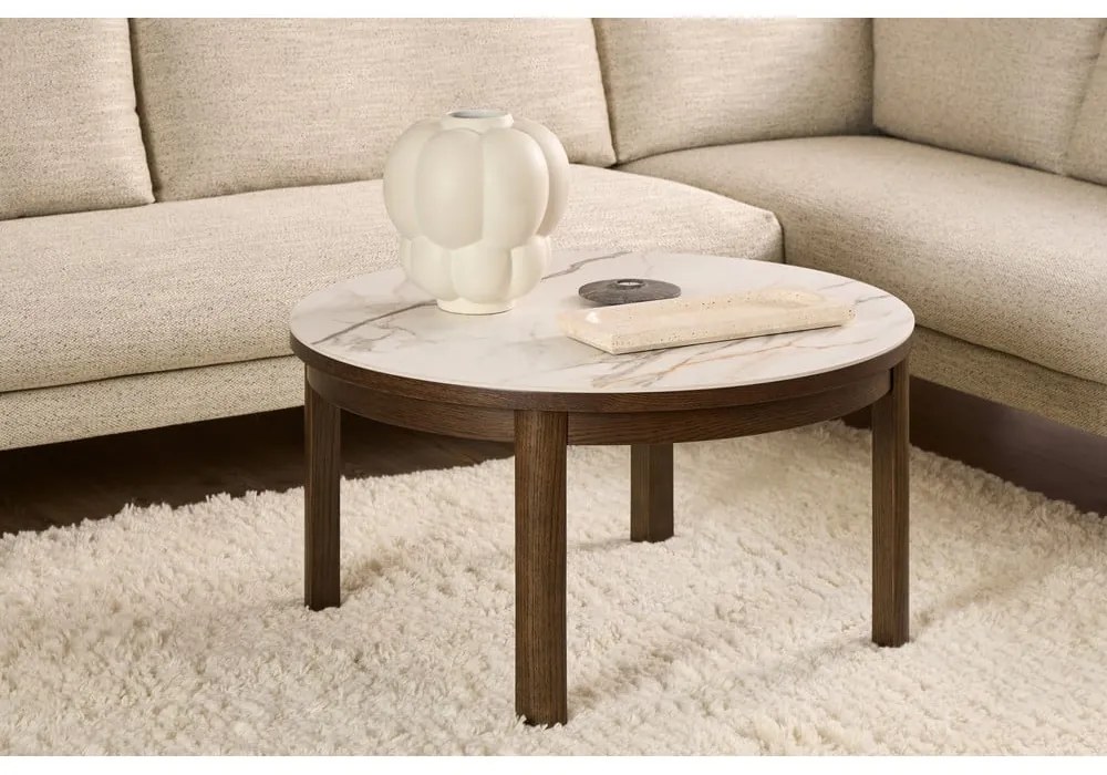 Măsuță de cafea bej-maro închis rotundă cu blat ceramic ø 90 cm Southampton – Actona