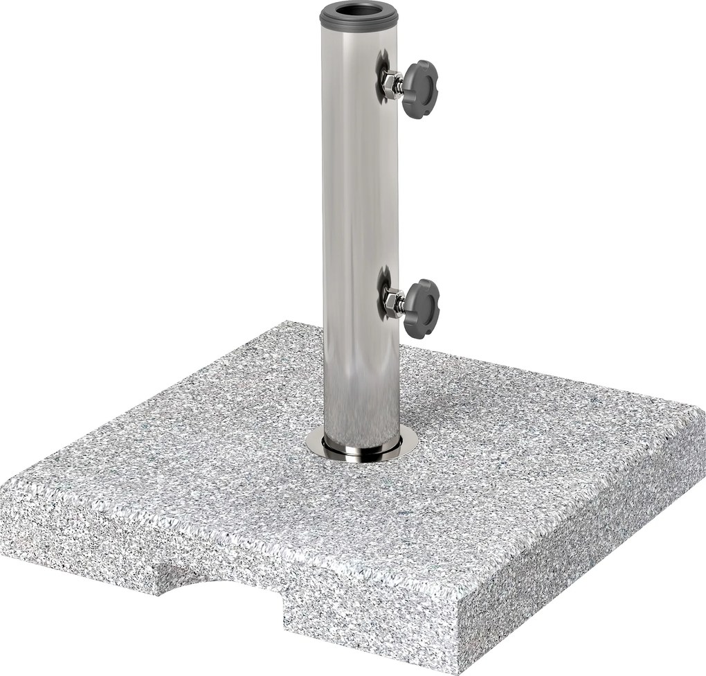 Outsunny Bază pentru Umbrelă din Granit 21 kg, Bază Pătrată pentru Umbrele de Exterior cu Mânere și 2 Butoane Reglabile, Ideală pentru Grădină, Patio, Marginea Piscinei, Gri | Aosom Romania