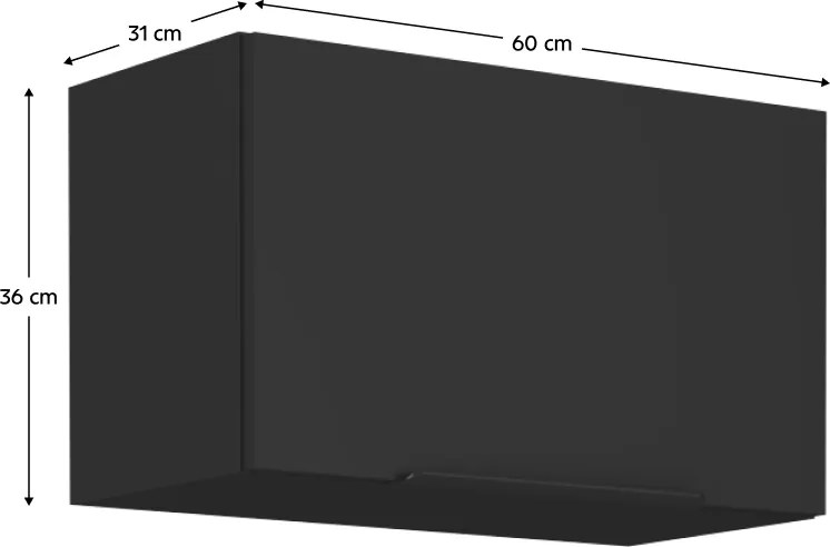 Dulap superior, negru, SIBER 60 GU-36 1F