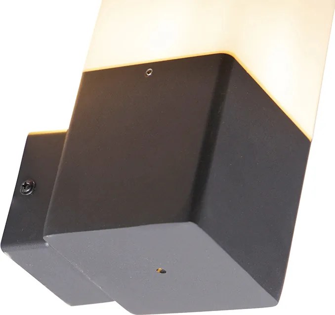 Aplică de perete pentru exterior neagră cu abajur opalescent alb IP44 - Denmark