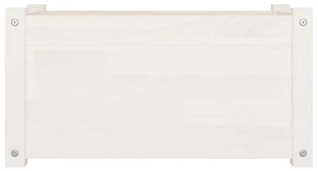 Jardiniere de gradina, 2 buc., alb, 60x31x31cm, lemn masiv pin 2, Alb