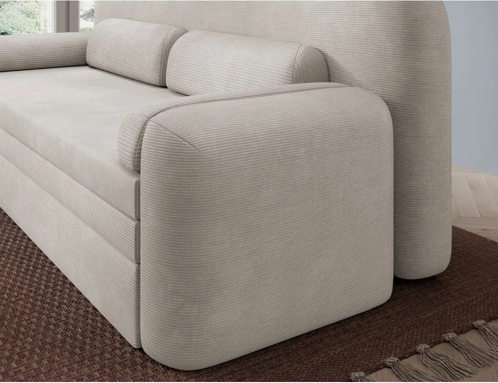 Canapea bej extensibilă/cu spațiu de depozitare cu tapițerie din catifea reiată 236 cm Elioss – ELTAP