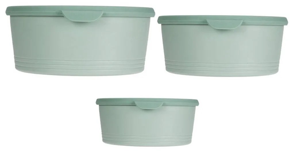 Containere pentru alimente rotunde din plastic, 3 bucăți de dimensiuni diferite.