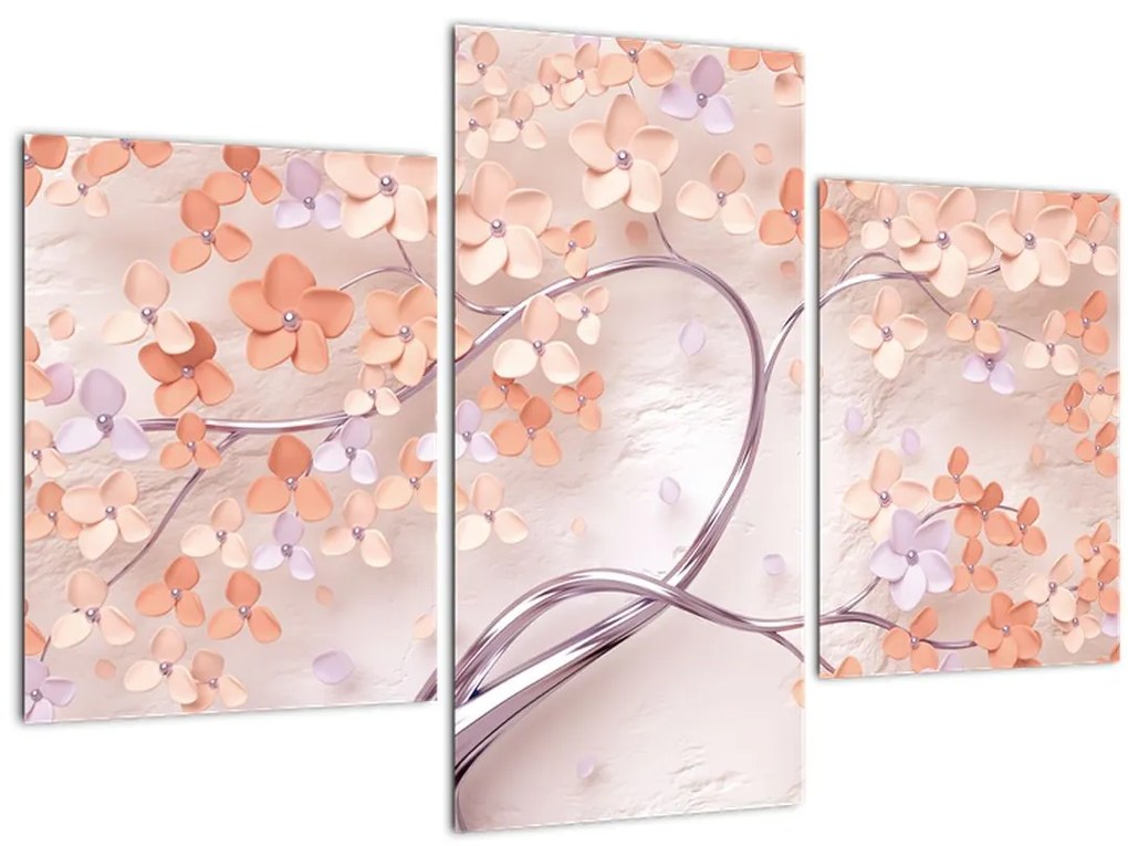 Tablou florilor de pom din coral - abstract (90x60 cm)