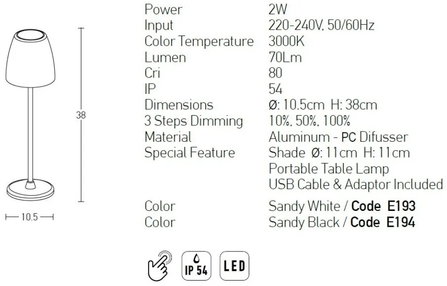 Veioza LED pentru iluminat exterior, IP54 Ahri negru