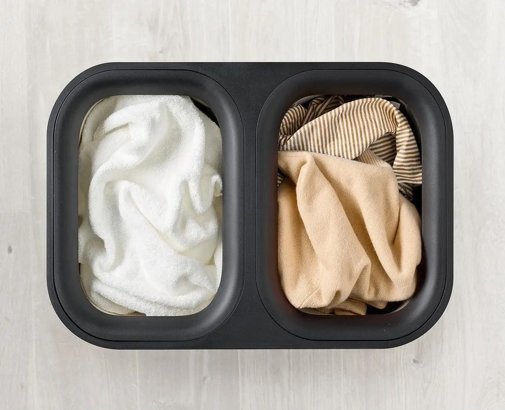 Coș de rufe negru 2x45 l din bambus Tota Luxe – Joseph Joseph