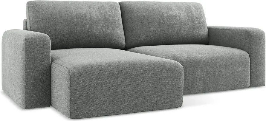 Colțar gri extensibil/cu spațiu de depozitare cu tapițerie din chenille (cu colț pe partea stângă/cu șezlong) Kona – Makamii