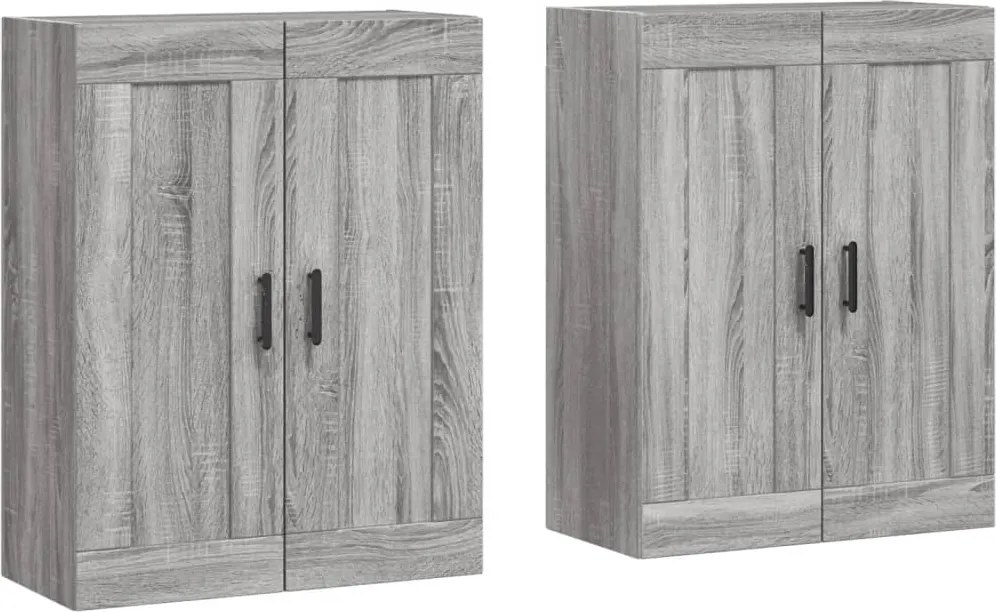 vidaXL Dulapuri montate pe perete, 2 buc, gri Sonoma, lemn prelucrat