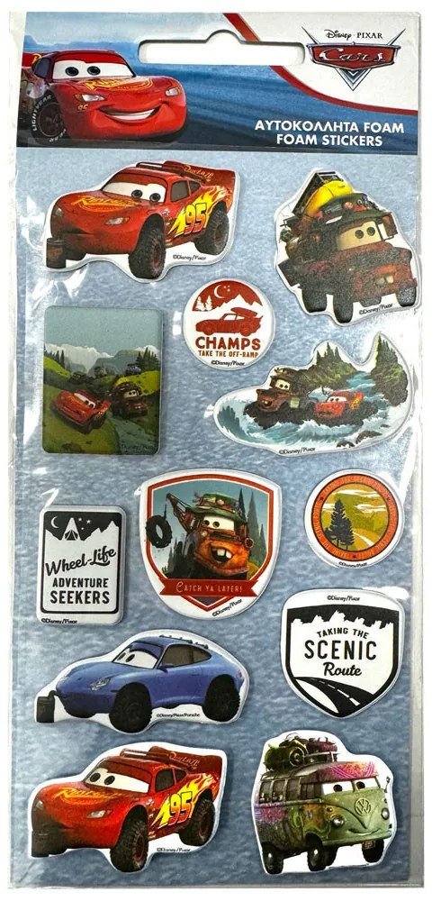 Disney Mașini Adventure set de autocolante din spumă pufi