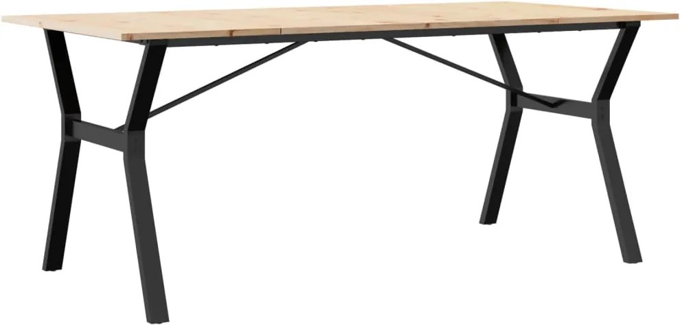 vidaXL Masă de bucătărie, cadru Y, 180x90x75cm lemn masiv pin și Oţel