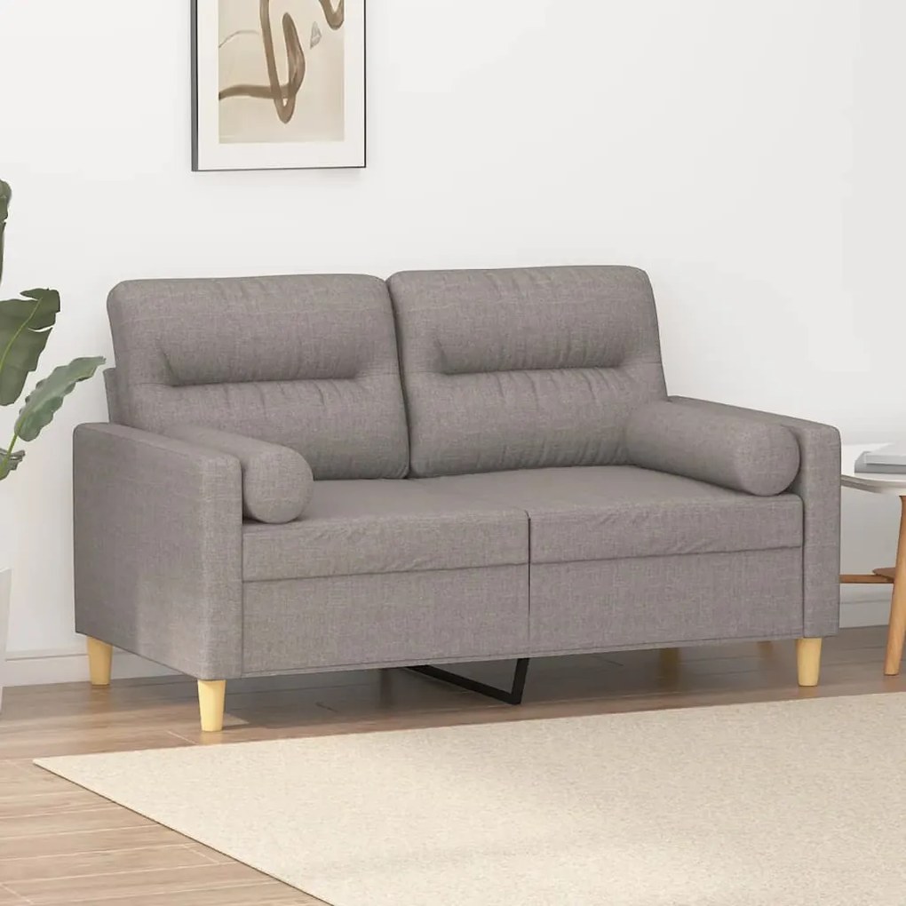 vidaXL Canapea cu 2 locuri cu pernuțe, gri taupe, 120 cm, textil