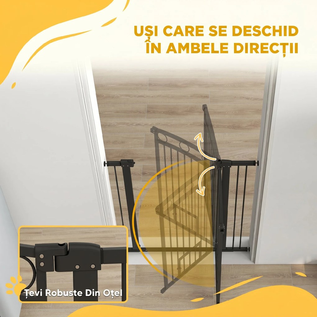 PawHut Poartă Reglabilă pentru Câini 76-104 cm, Înălțime 106 cm, cu 2 Extensii, Albă | Aosom Romania