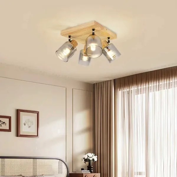 Brilagi - Plafonieră cu spoturi HYGGE 4xE14/15W/230V lemn/fumuriu