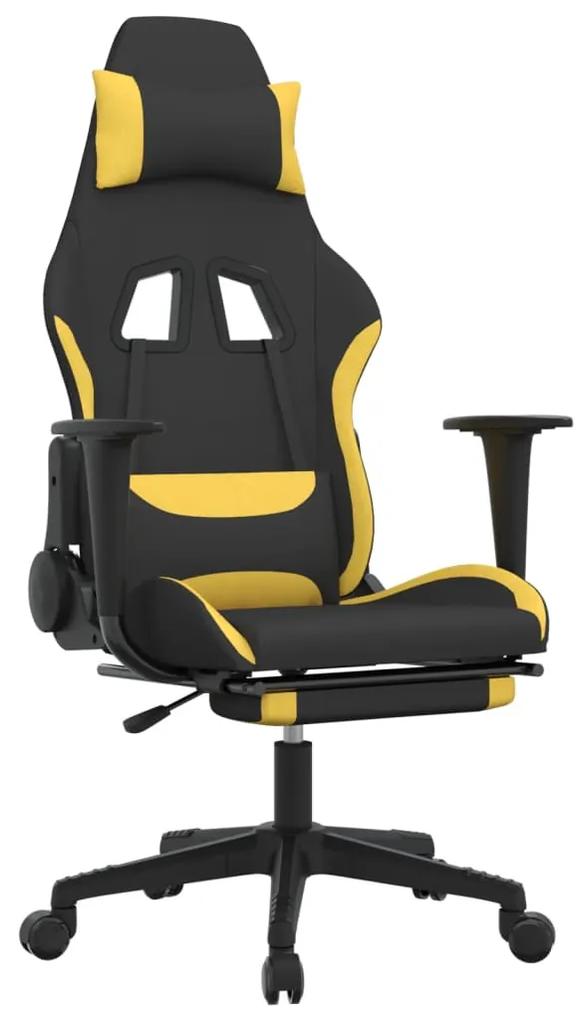 3143746 vidaXL Scaun de gaming cu suport picioare, negru și galben, textil