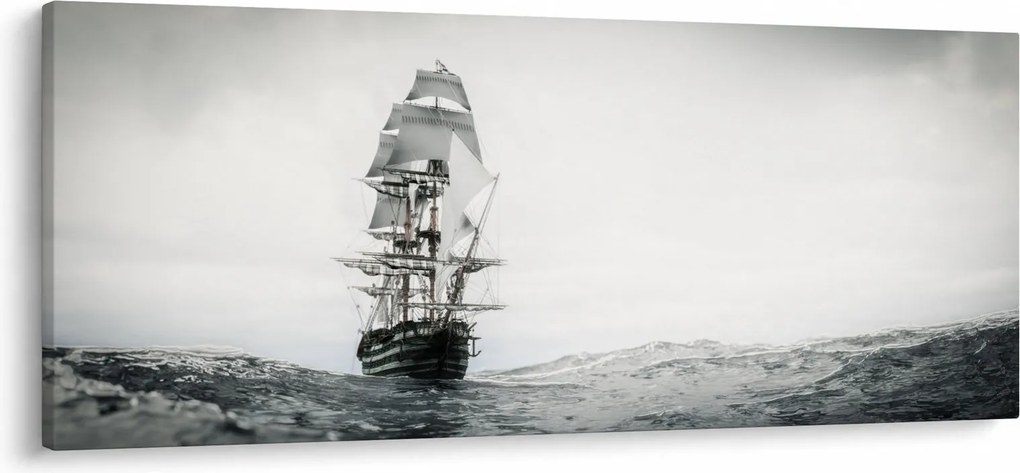 Tablou - O navă care navighează pe ocean (120x50 cm)
