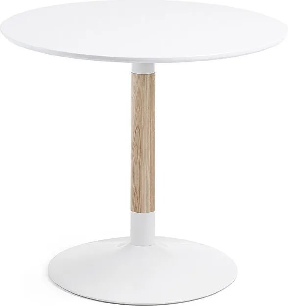 Masa dining rotunda din lemn alb 90 cm Tic La Forma