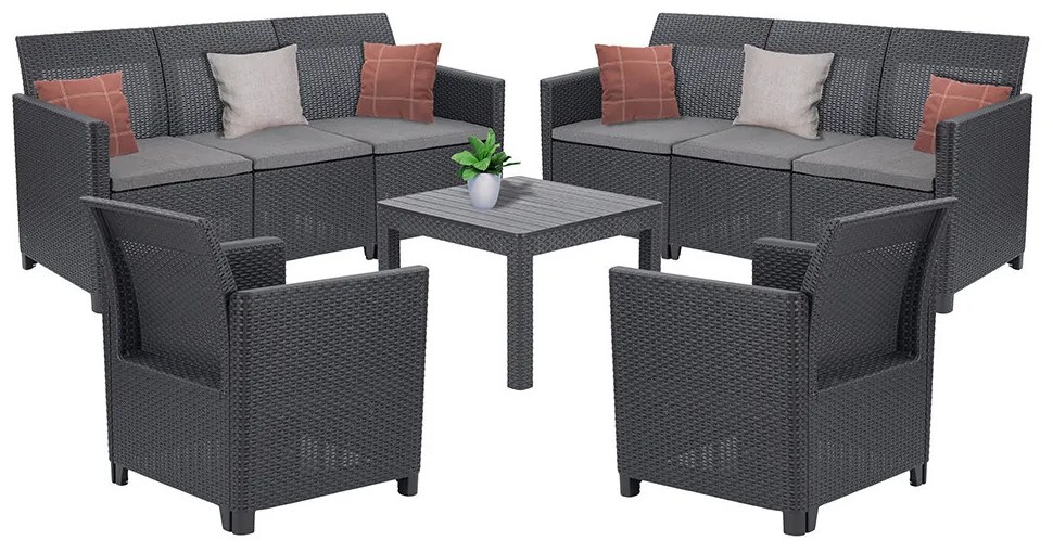Set de mobilier de grădină Claire VI cu 8 locuri și masă Orlando, grafit