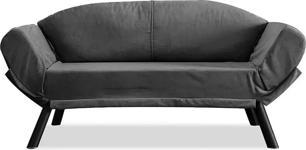 Canapea extensibila 2 locuri living 205X80 cm – stofa &amp; metal, gri – Genzo